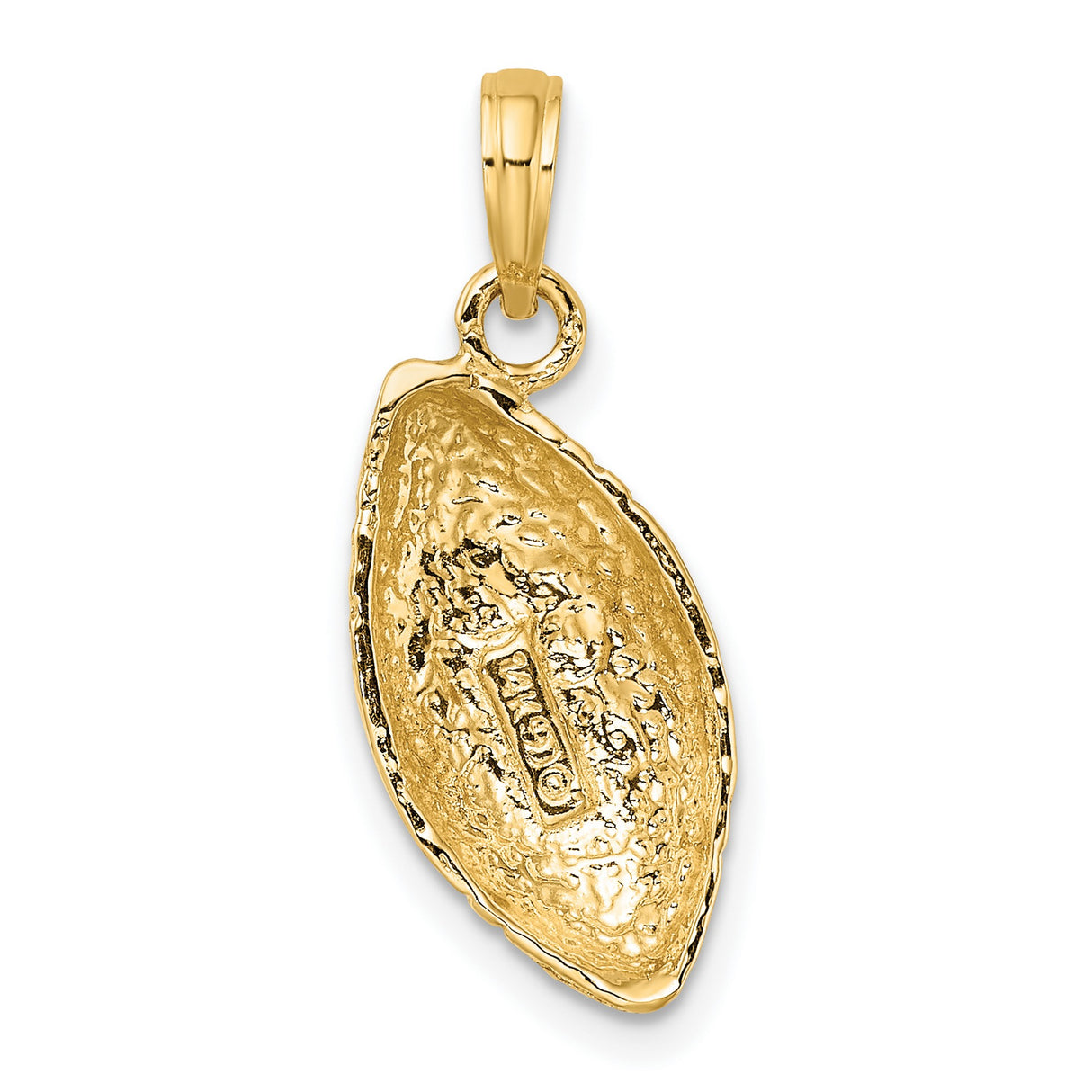 14k Yellow Gold Football Pendant, Textured American Football Charm, Bold Sports Design for Men or Unisex