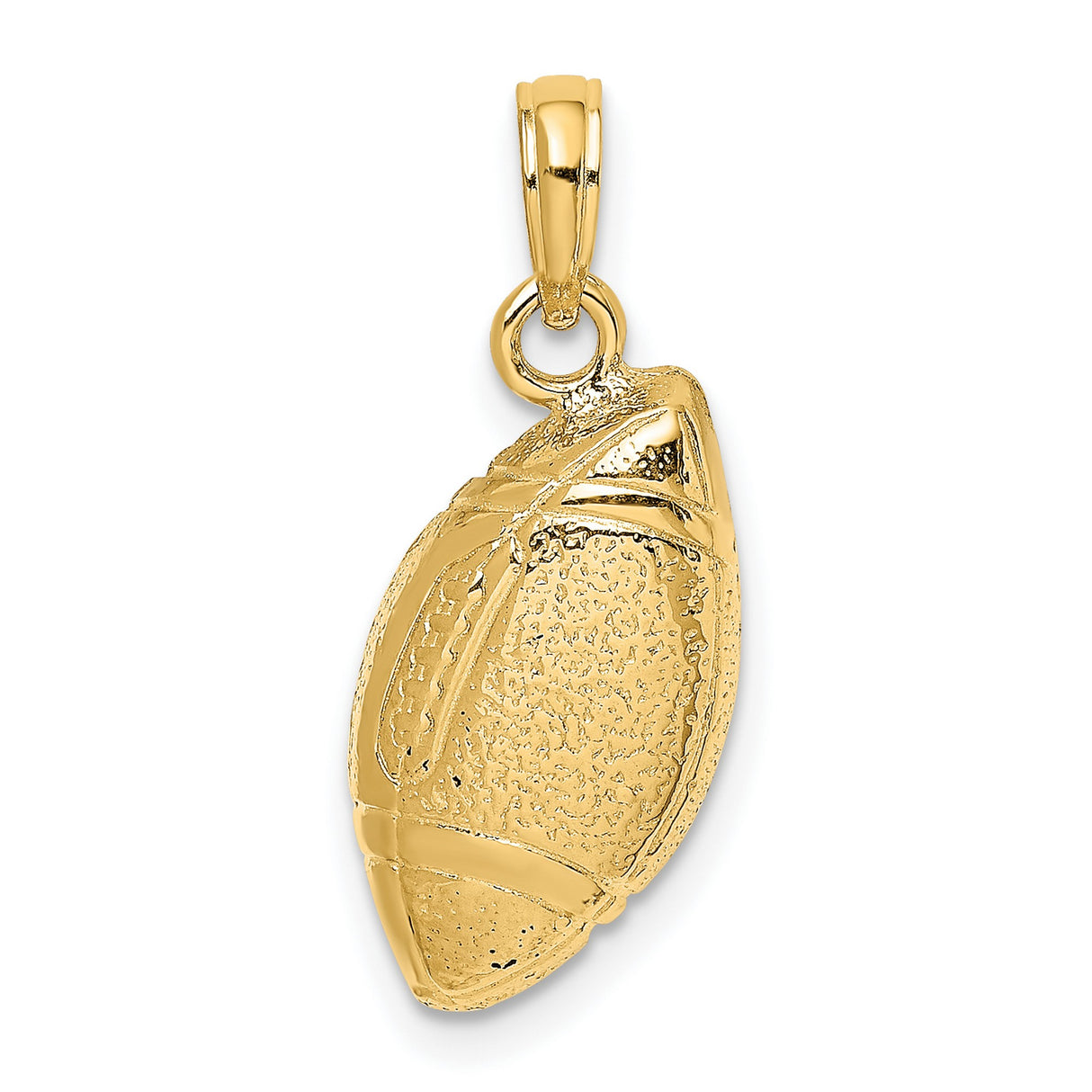 14k Yellow Gold Football Pendant, Textured American Football Charm, Bold Sports Design for Men or Unisex