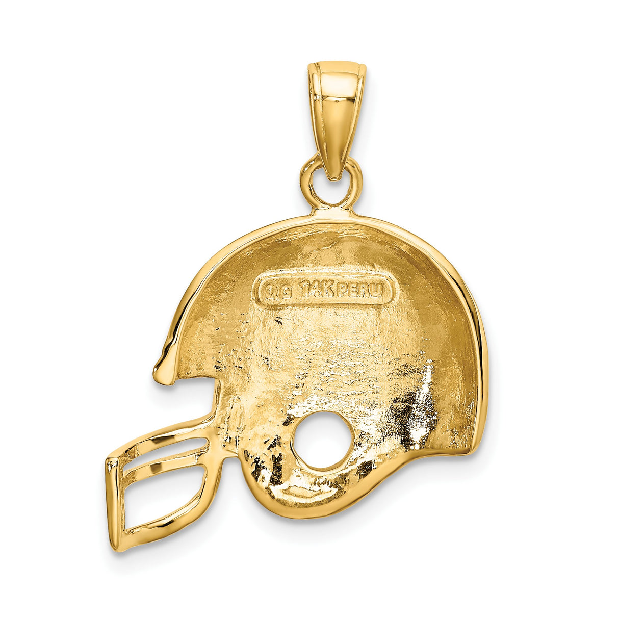 14k Yellow Gold Football Helmet Pendant, Sports Charm with High Polish Finish for Men or Unisex