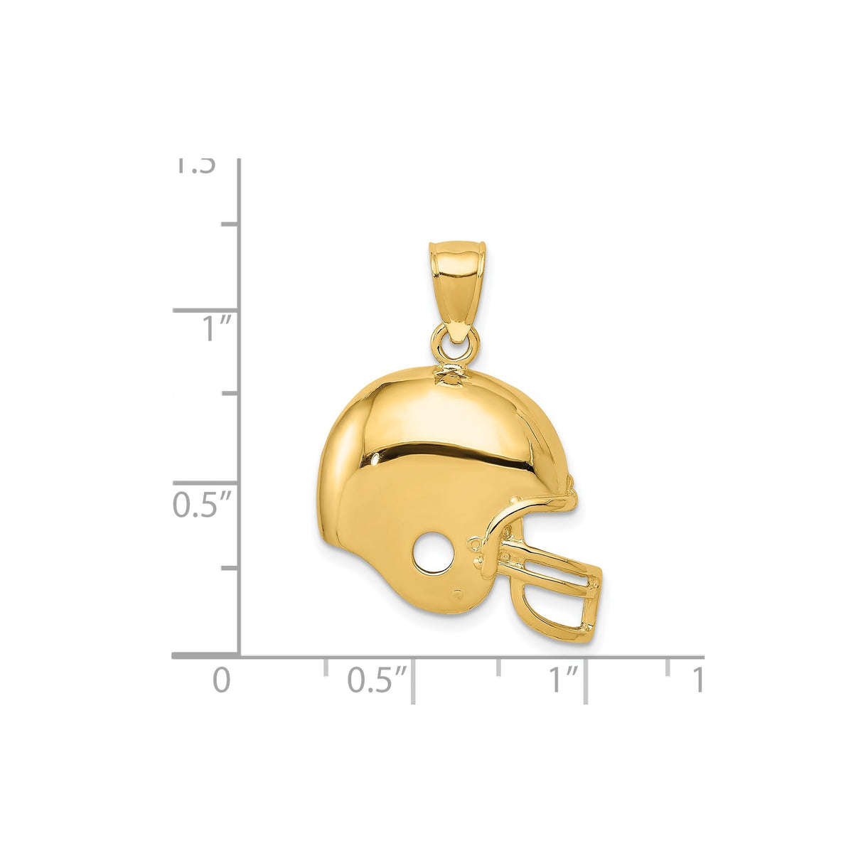 14k Yellow Gold Football Helmet Pendant, Sports Charm with High Polish Finish for Men or Unisex