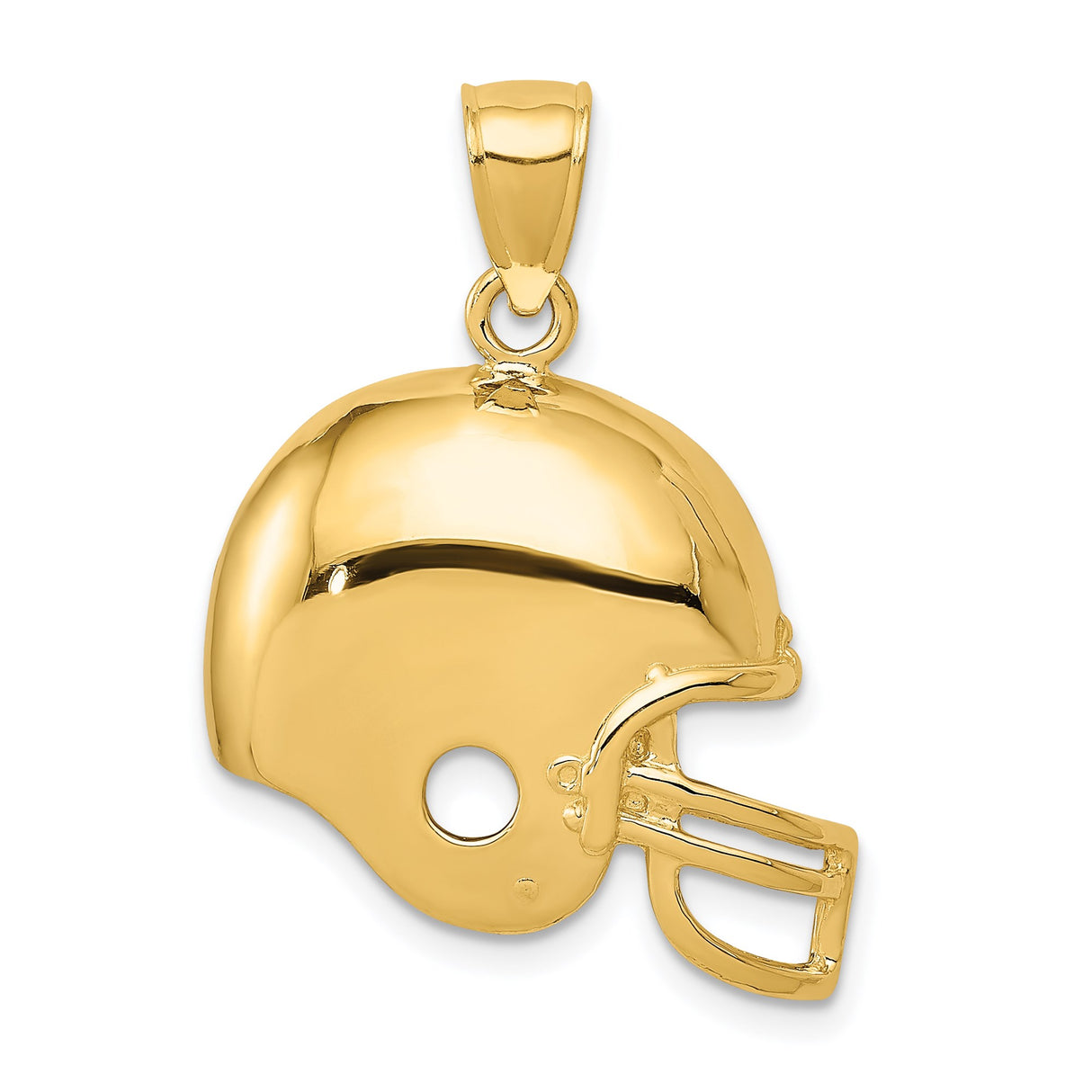 14k Yellow Gold Football Helmet Pendant, Sports Charm with High Polish Finish for Men or Unisex