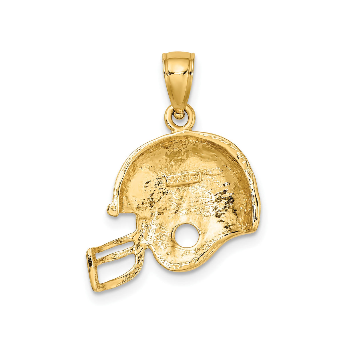 14k Yellow Gold Football Helmet Pendant, Detailed Sports Charm for Men or Unisex