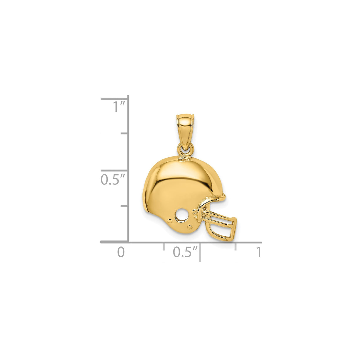 14k Yellow Gold Football Helmet Pendant, Detailed Sports Charm for Men or Unisex
