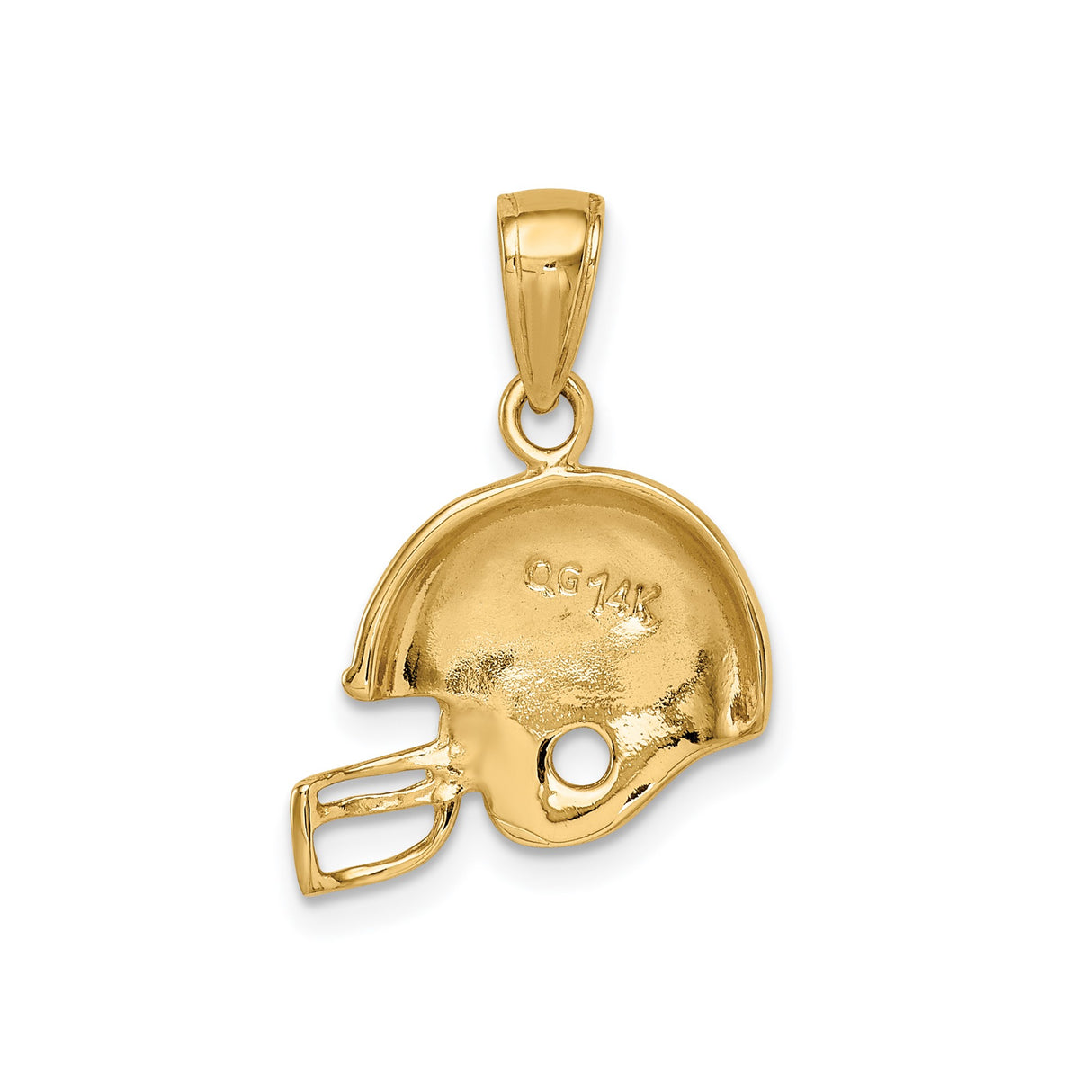 14k Yellow Gold Football Helmet Pendant, Detailed Sports Charm for Men or Women