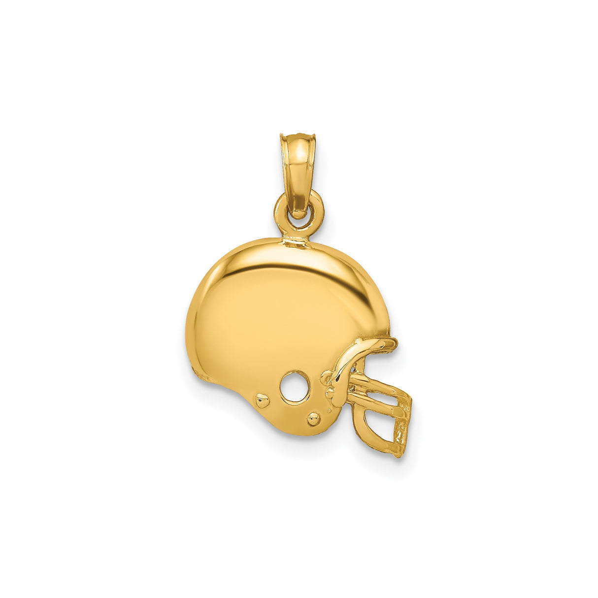 14k Yellow Gold Football Helmet Pendant, Detailed Sports Charm for Men or Women