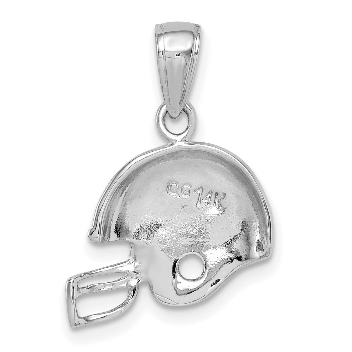 14k White Gold Football Helmet Pendant, Sports Charm for Men or Unisex Wear