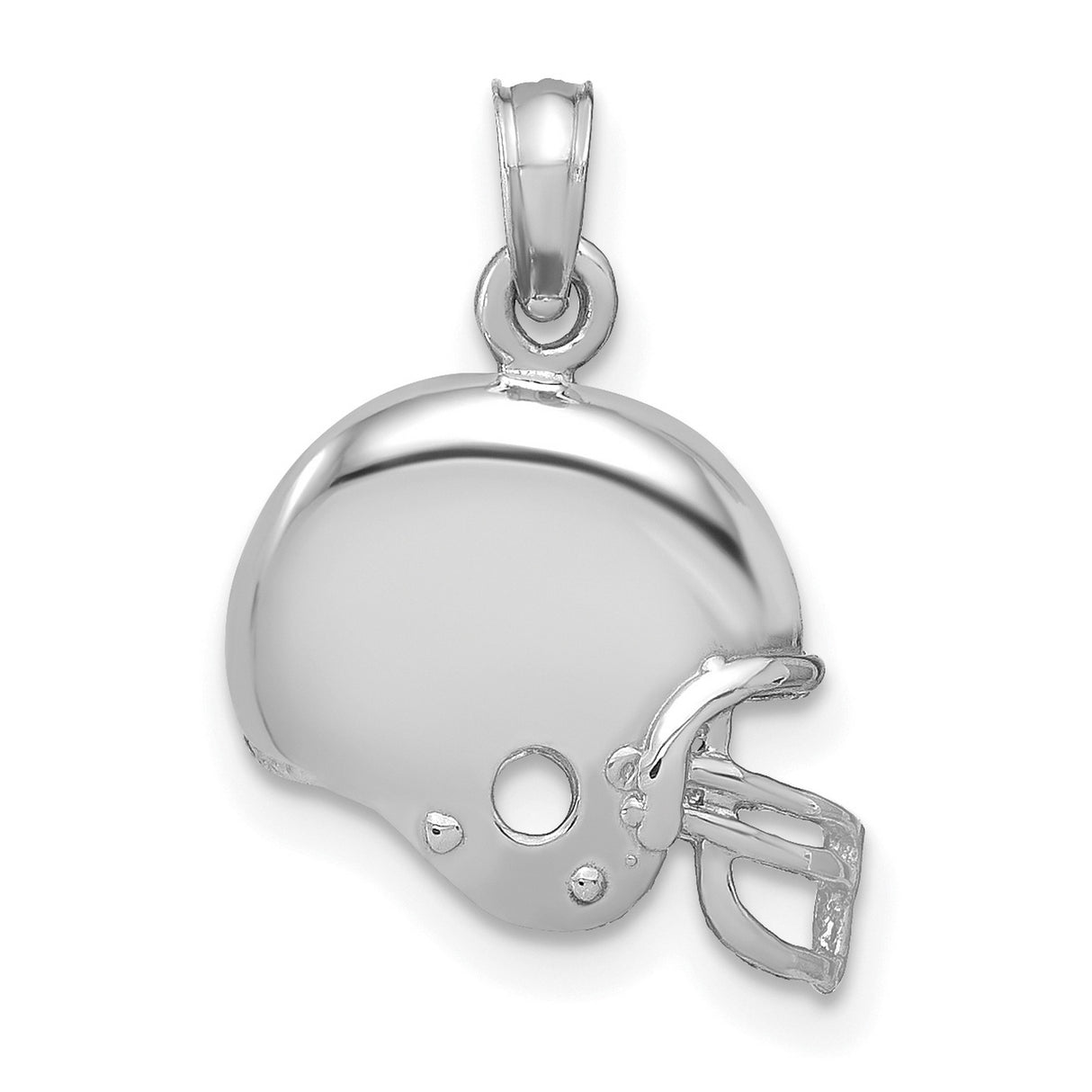 14k White Gold Football Helmet Pendant, Sports Charm for Men or Unisex Wear