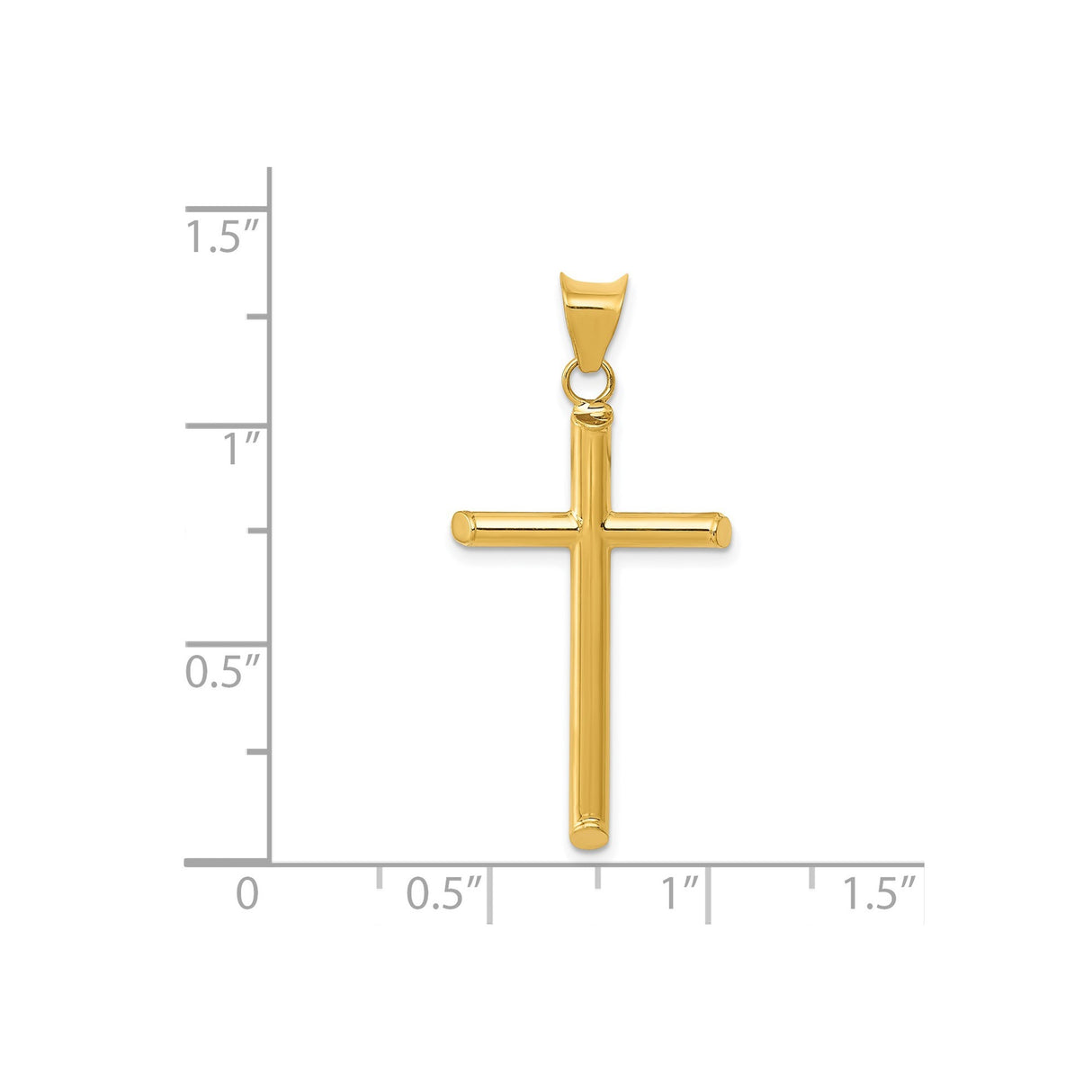 14k Yellow Gold Cross Pendant with Polished Finish, Classic Latin Style for Men and Women