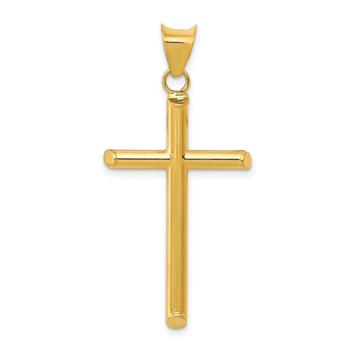 14k Yellow Gold Cross Pendant with Polished Finish, Classic Latin Style for Men and Women