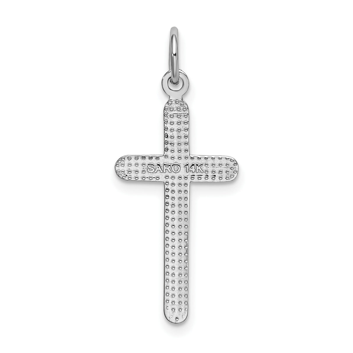 14k White Gold Latin Cross Pendant, Minimalist Religious Charm for Men and Women