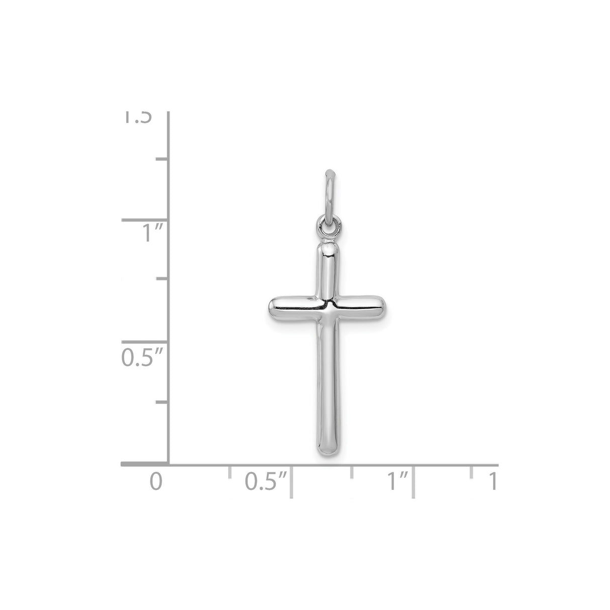 14k White Gold Latin Cross Pendant, Minimalist Religious Charm for Men and Women