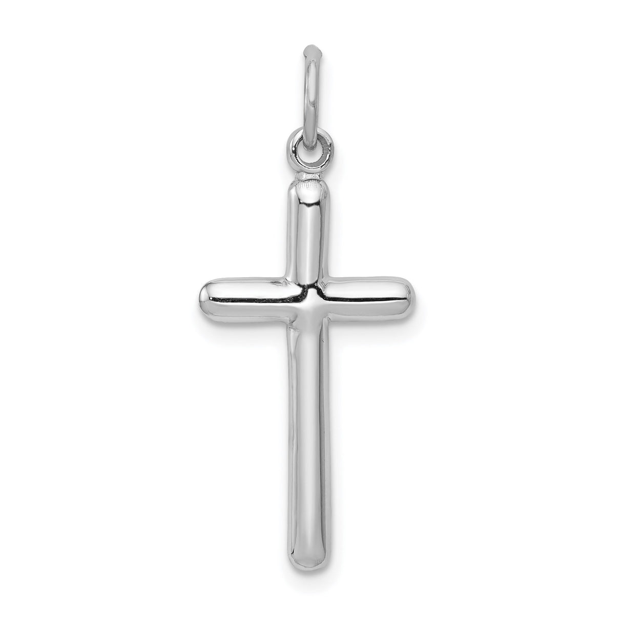 14k White Gold Latin Cross Pendant, Minimalist Religious Charm for Men and Women