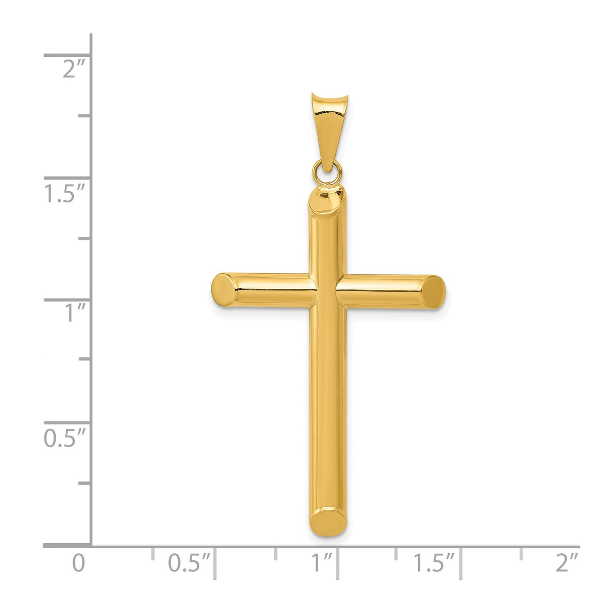14k Yellow Gold Latin Cross Pendant with Tapered Bail and Smooth Cylindrical Design