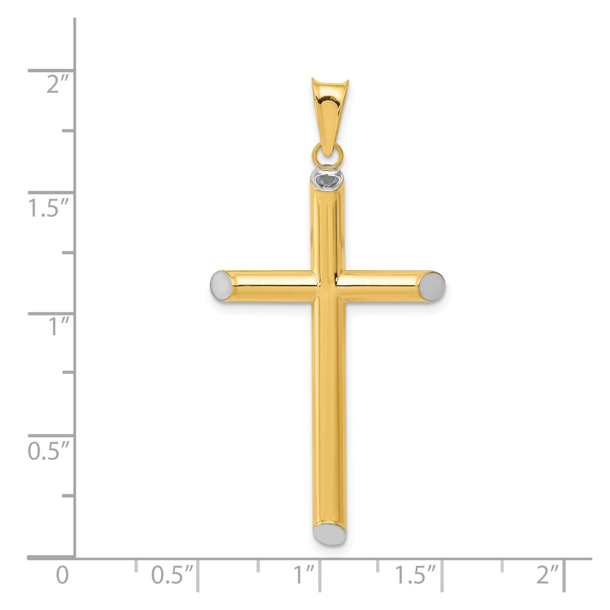 14k Multi-Tone Gold Cross Pendant with Rhodium Accents, Symmetrical Religious Design