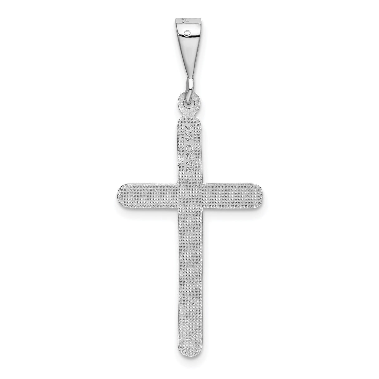 14k White Gold Cross Pendant, Minimalist Latin Cross Design, Unisex Religious Jewelry