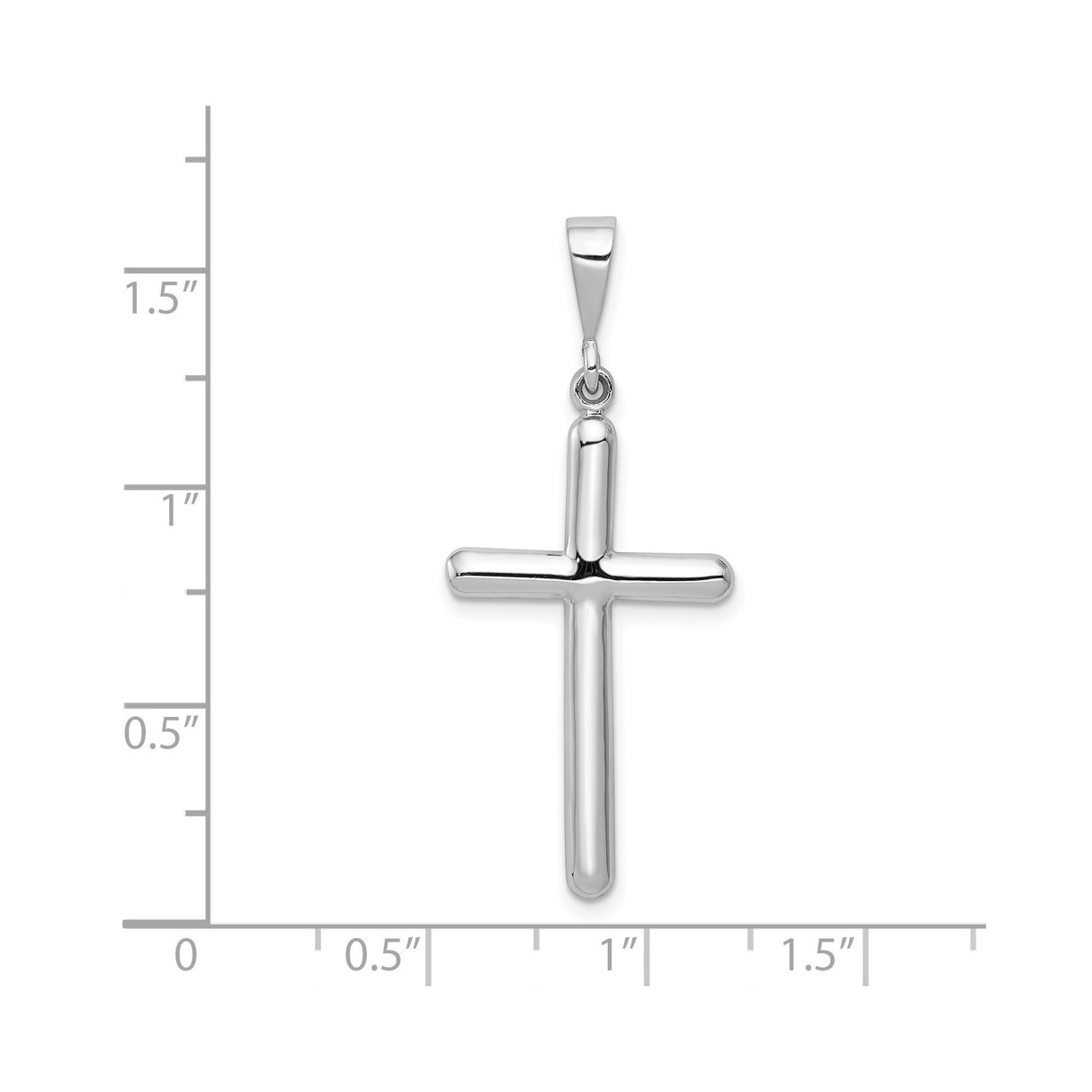 14k White Gold Cross Pendant, Minimalist Latin Cross Design, Unisex Religious Jewelry