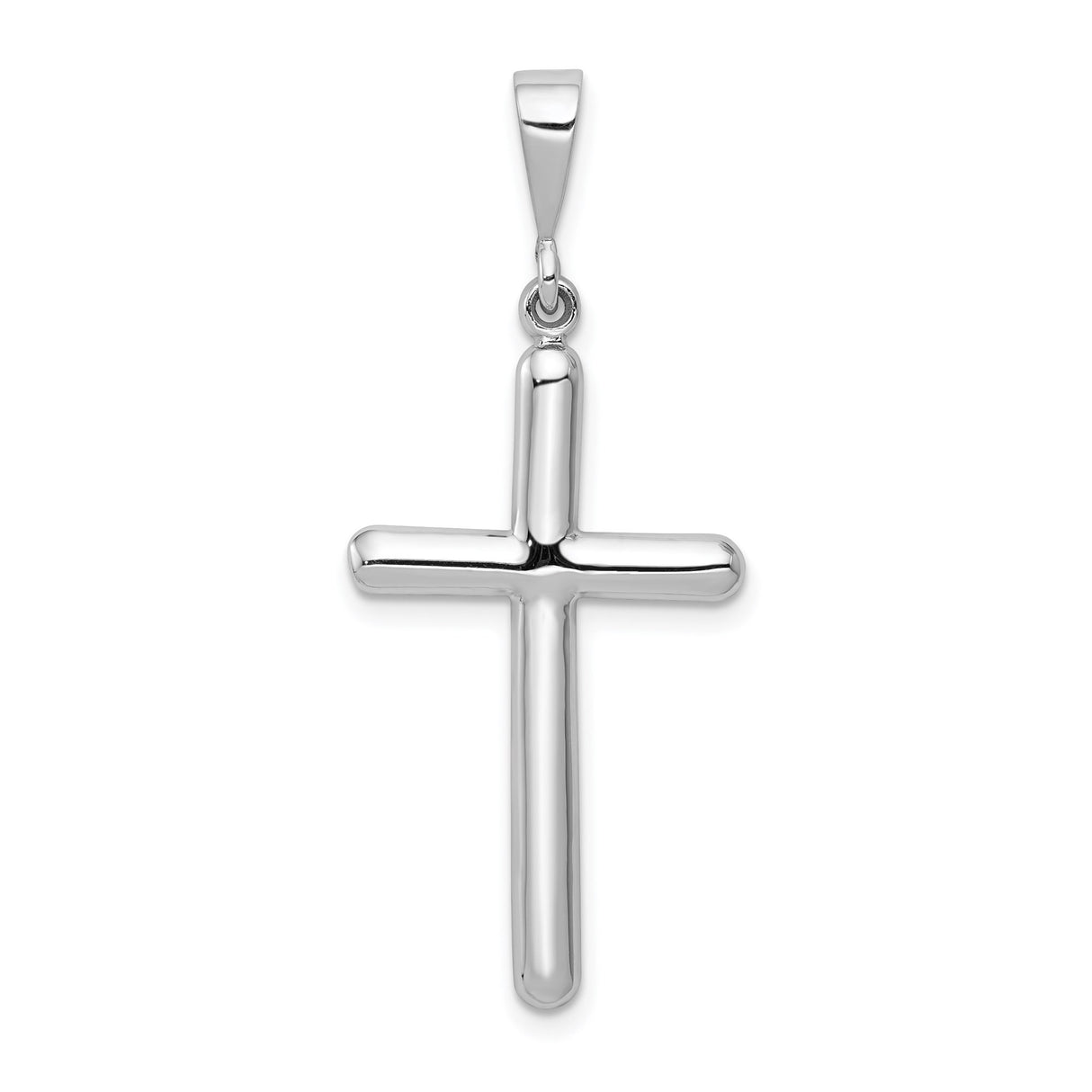 14k White Gold Cross Pendant, Minimalist Latin Cross Design, Unisex Religious Jewelry