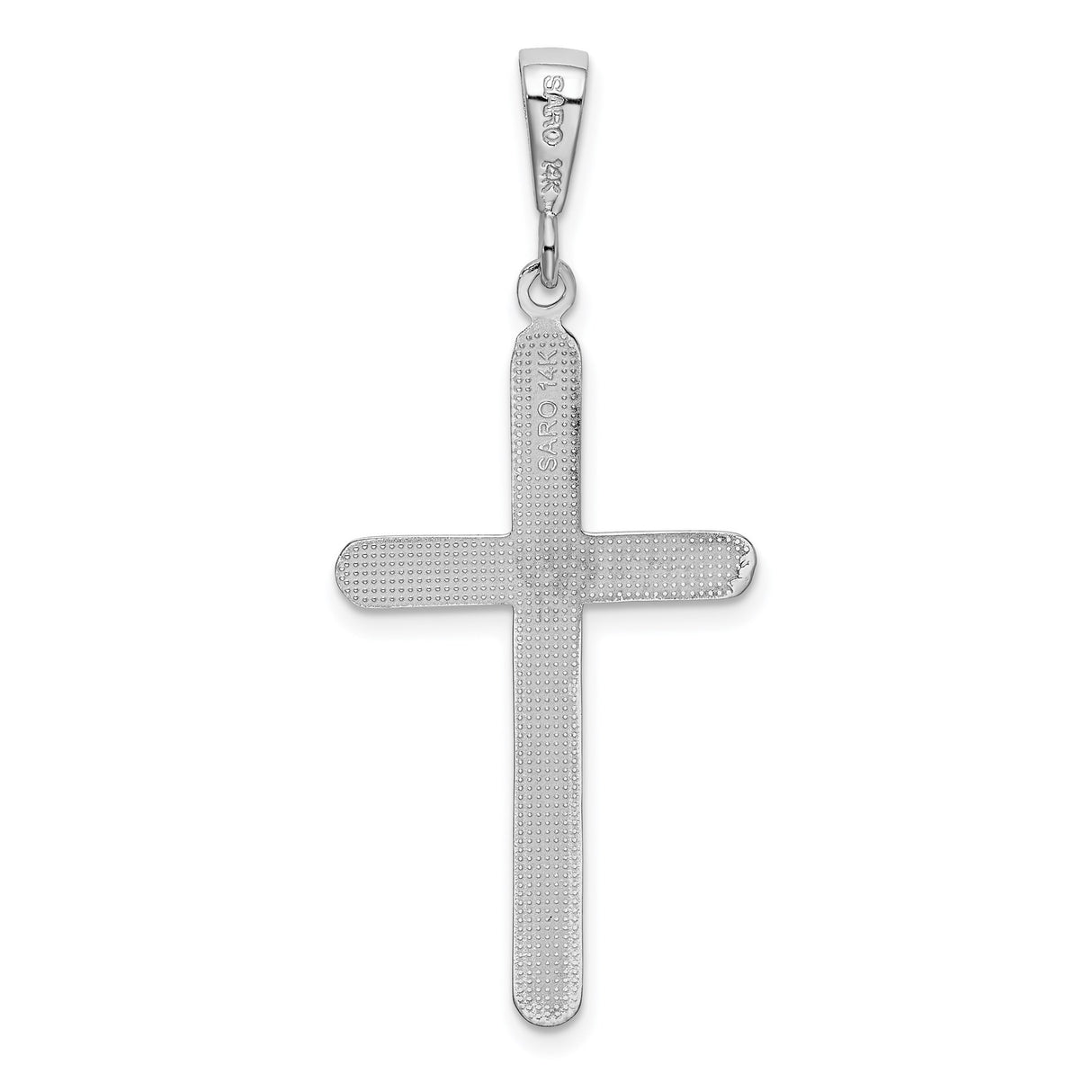 14k White Gold Latin Cross Pendant, High Polish Religious Charm for Men and Women