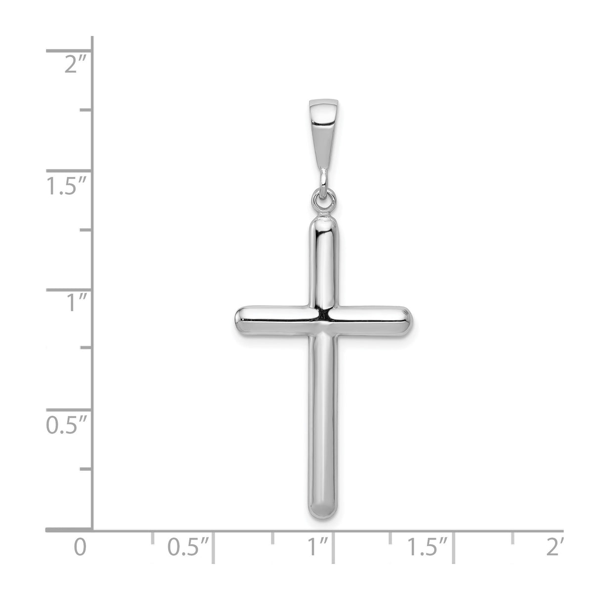 14k White Gold Latin Cross Pendant, High Polish Religious Charm for Men and Women