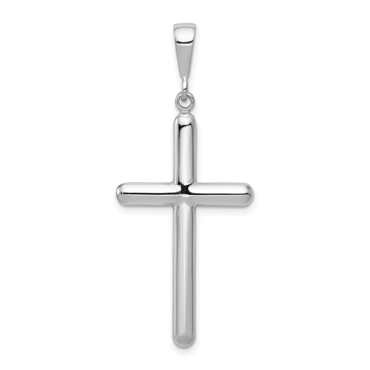 14k White Gold Latin Cross Pendant, High Polish Religious Charm for Men and Women