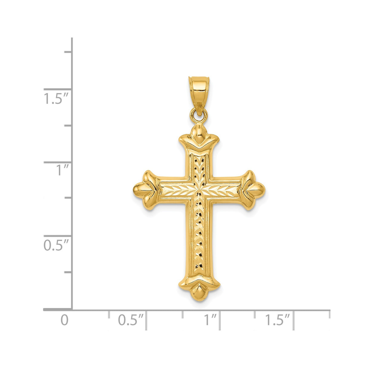 14k Yellow Gold Cross Pendant with Reversible Fleur de Lis Design for Men and Women