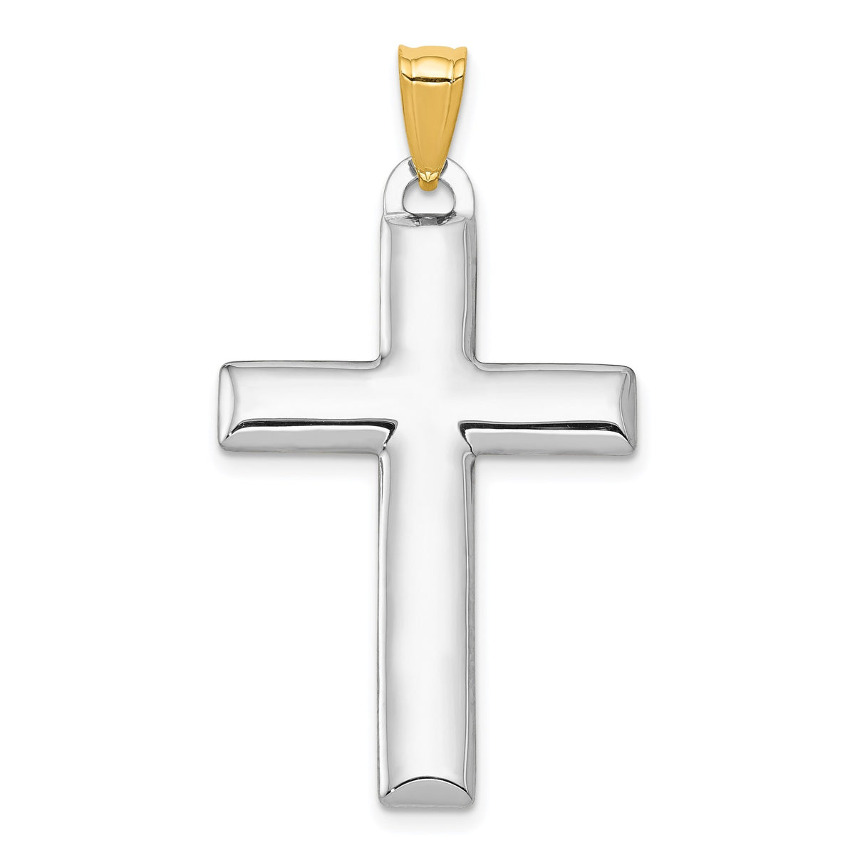 14k Multi-Tone Gold Reversible Latin Cross Pendant with Mirror Finish Polished Charm