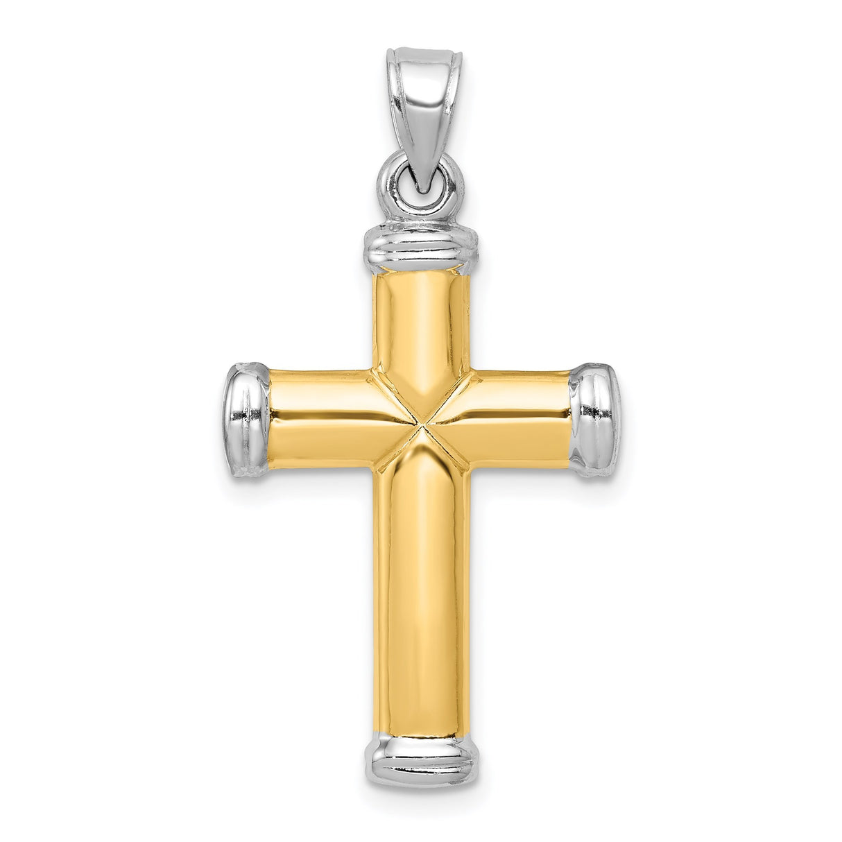 14k Multi-Tone Gold Reversible Latin Cross Pendant with Rhodium Accents for Men and Women