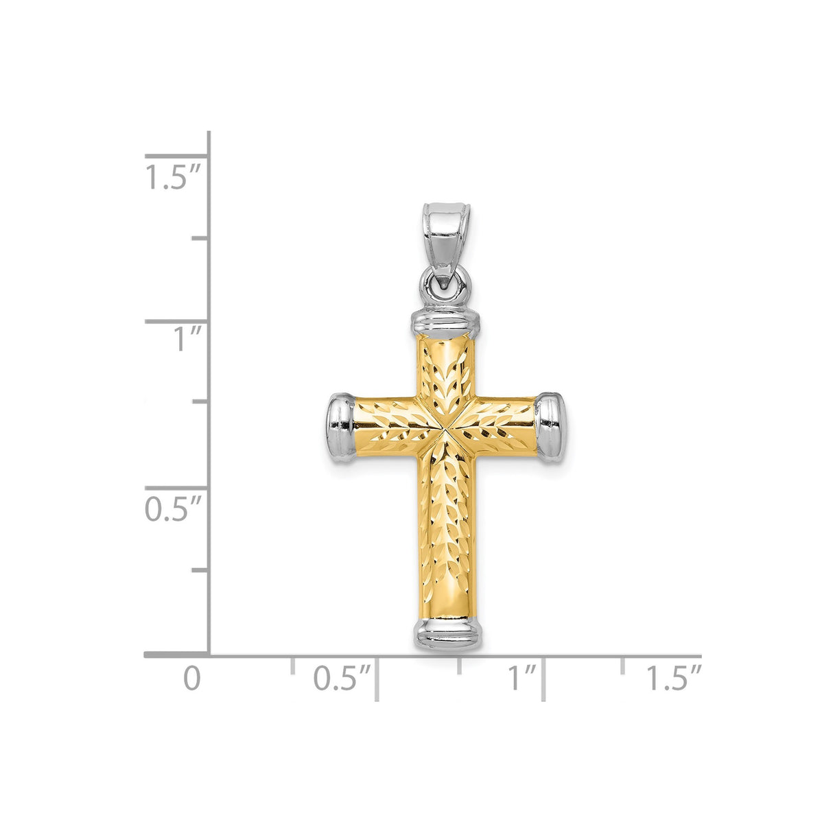 14k Multi-Tone Gold Reversible Latin Cross Pendant with Rhodium Accents for Men and Women