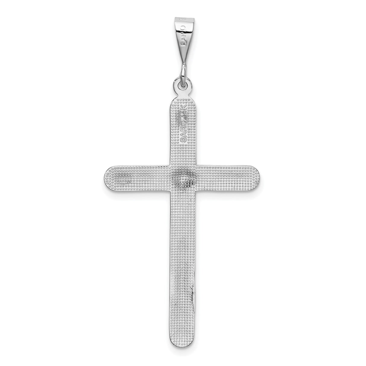 14k White Gold Cross Pendant with Polished Finish, Minimalist Spiritual Design for Men and Women