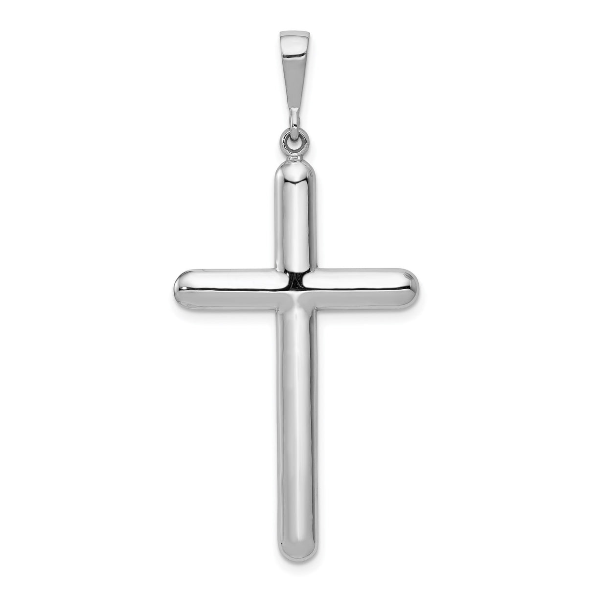 14k White Gold Cross Pendant with Polished Finish, Minimalist Spiritual Design for Men and Women