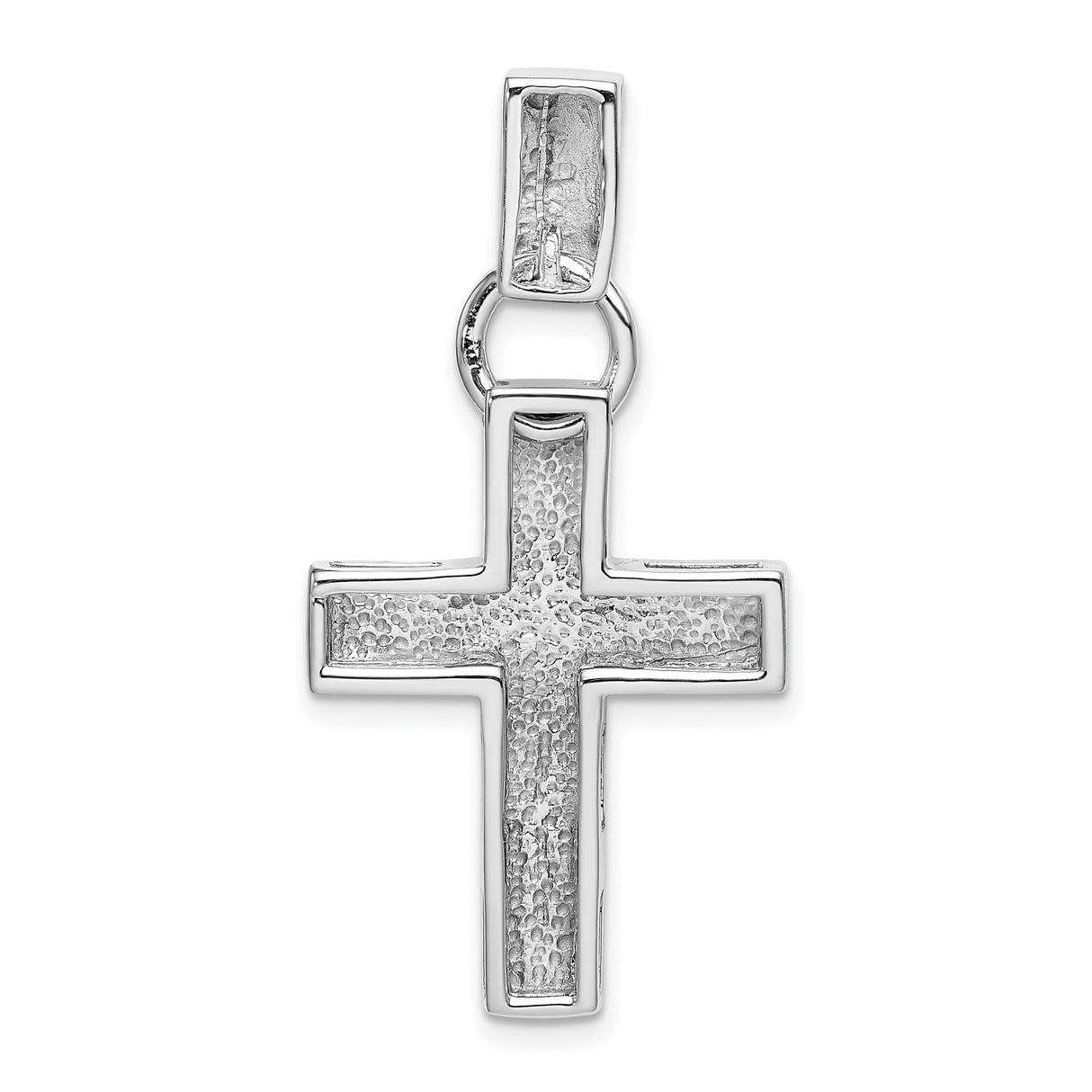 14k White Gold Cross Pendant, Minimalist Latin Design Faith Charm for Men and Women