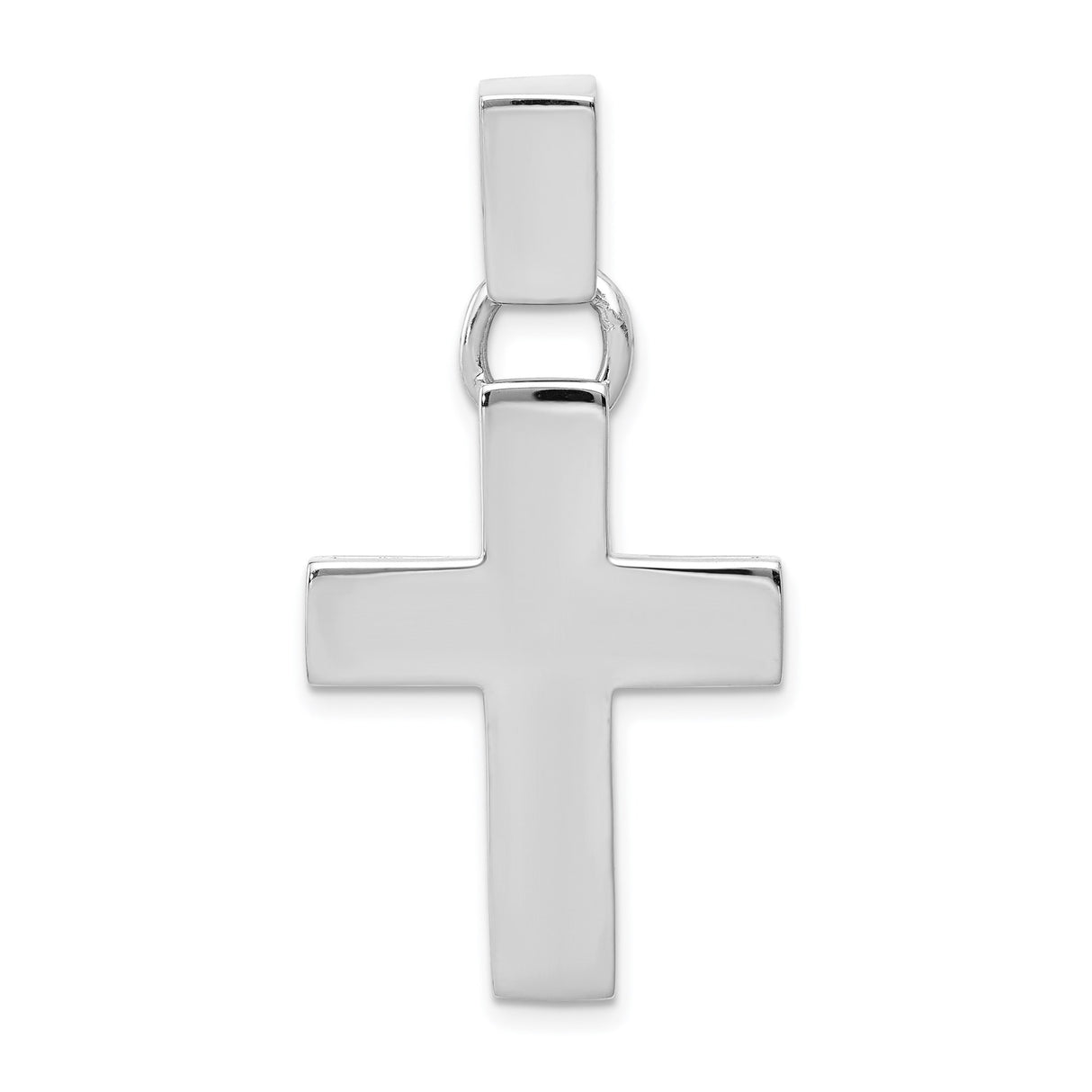 14k White Gold Cross Pendant, Minimalist Latin Design Faith Charm for Men and Women
