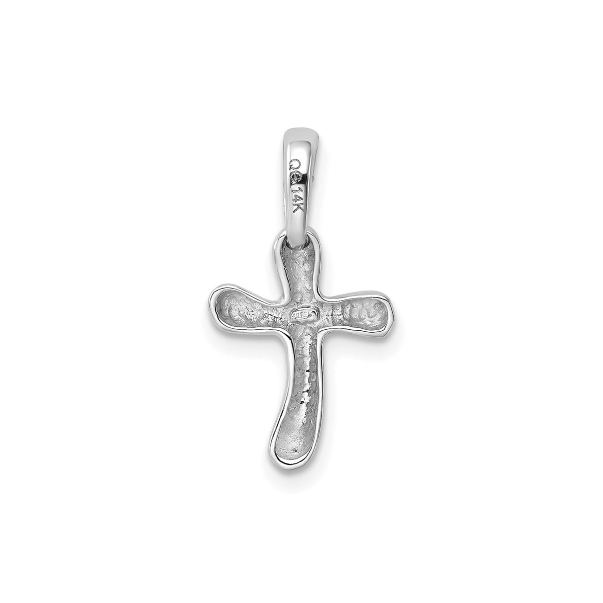 14k White Gold Cross Pendant with Polished Sleek Flowing Design for Men and Women