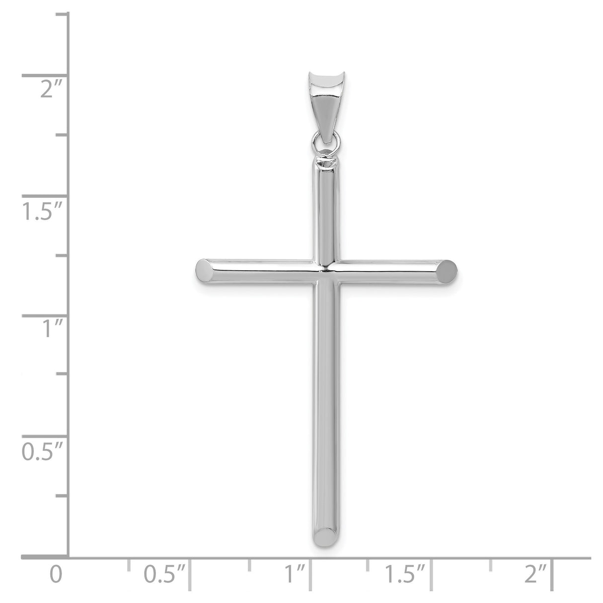 14k White Gold Hollow Latin Cross Pendant with Angled Tips and Mirror Finish for Men and Women