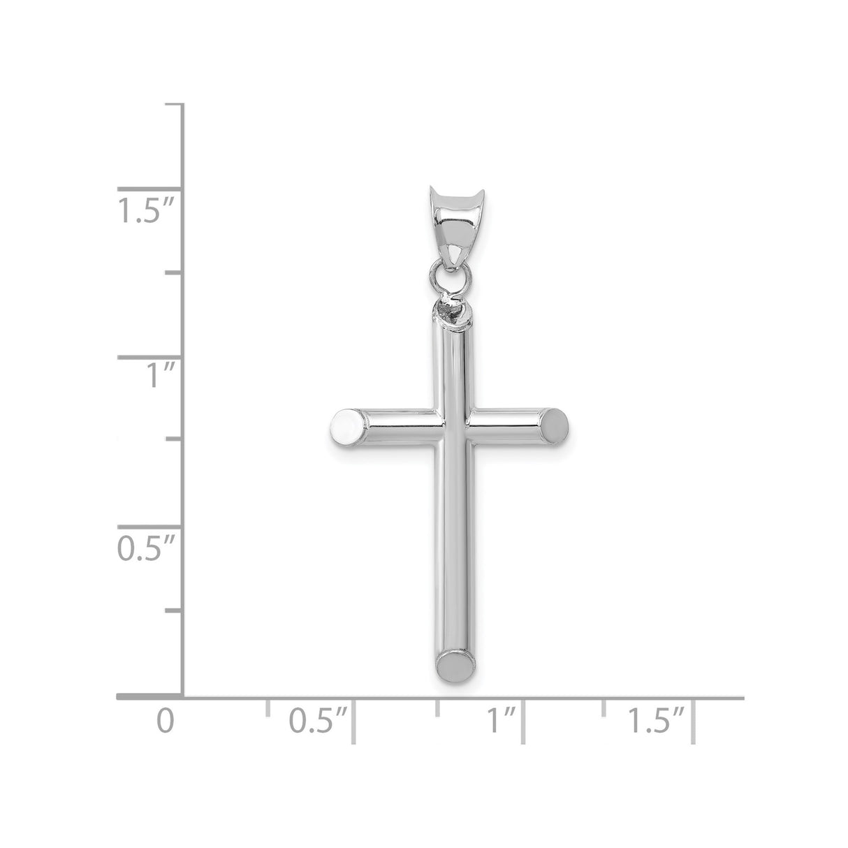 14k White Gold Latin Cross Pendant with Rounded Ends, Sleek Modern Unisex Design