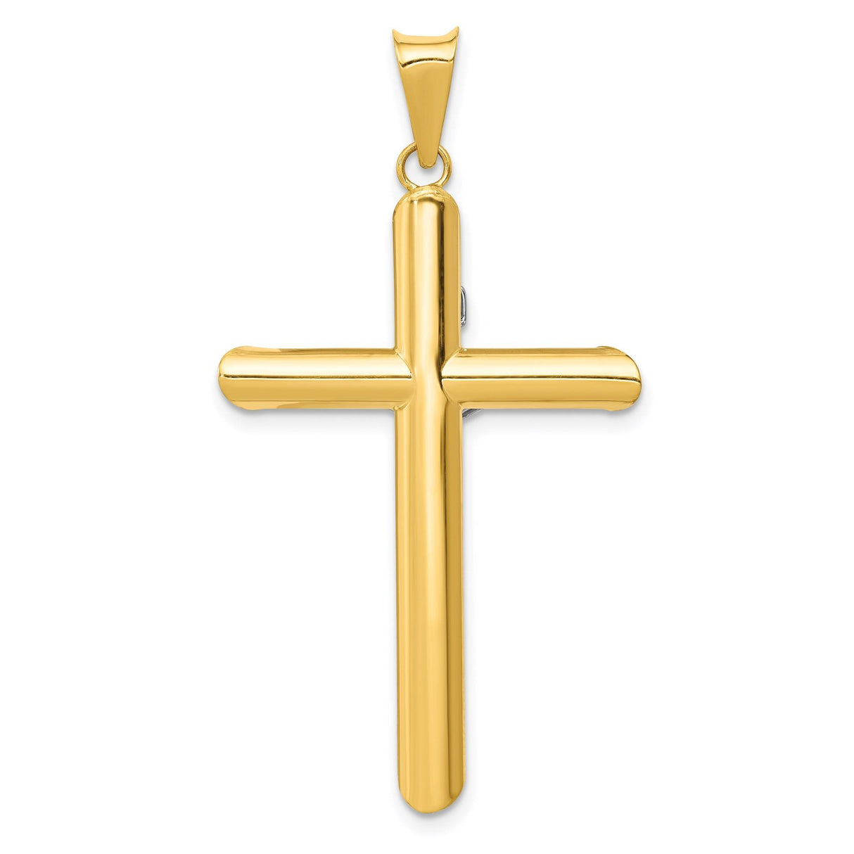 14k Multi-Tone Gold INRI Crucifix Cross Pendant with Rhodium Tips, Religious Latin Christian Jewelry