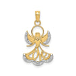 14k Two-Tone Gold Angel Pendant with Love Word Design, Christian Religious Charm for Women