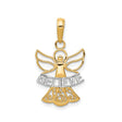 14k Multi-Tone Gold Angel Pendant with Believe Word, Christian Faith Jewelry