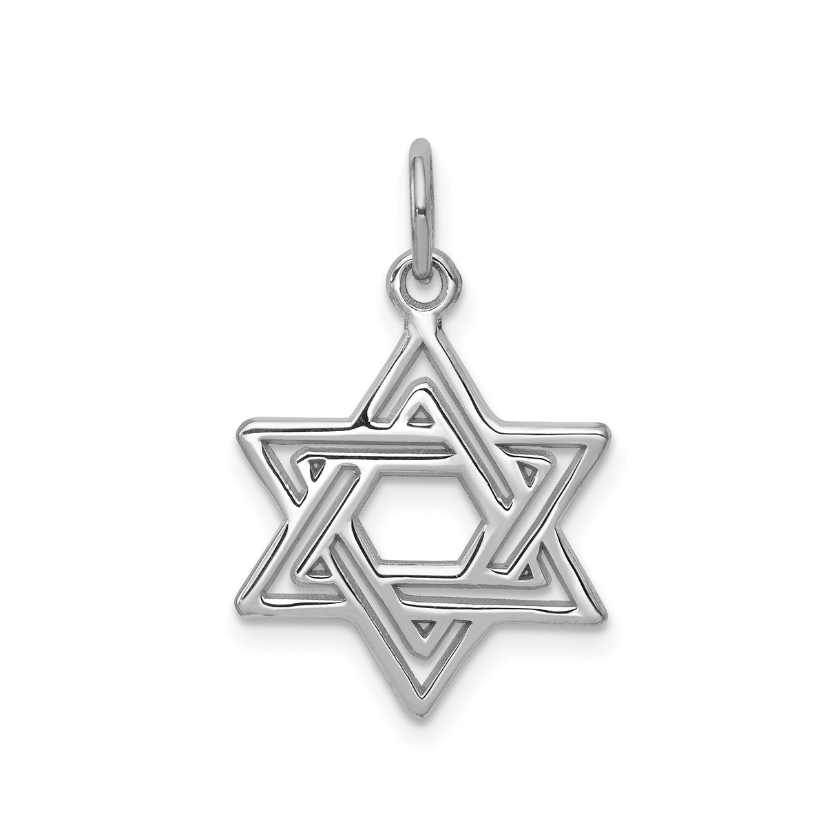 14k White Gold Star of David Pendant with Interlocking Openwork Design, Judaica Jewelry for Men or Women