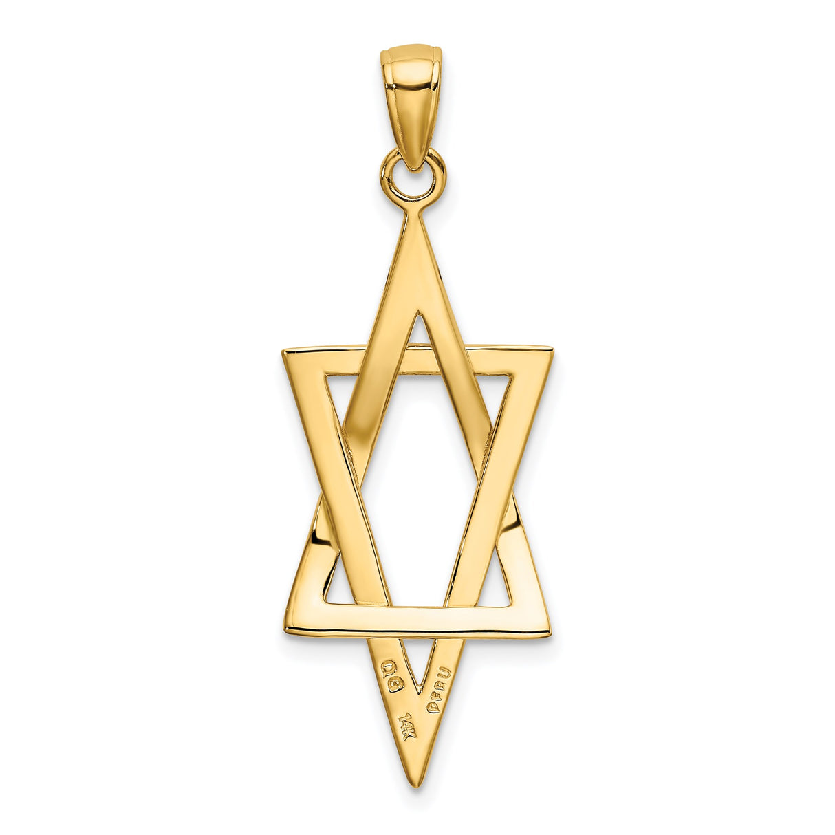 14k Yellow Gold Star of David Pendant with Openwork Design, Unisex Jewish Charm