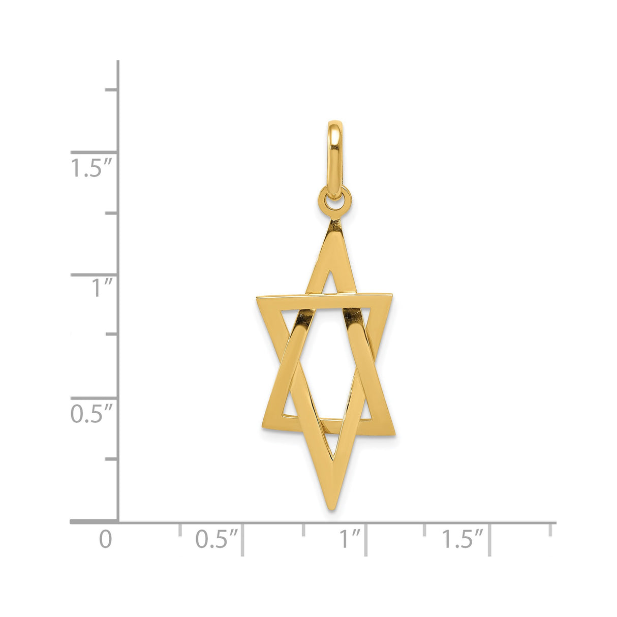 14k Yellow Gold Star of David Pendant with Openwork Design, Unisex Jewish Charm