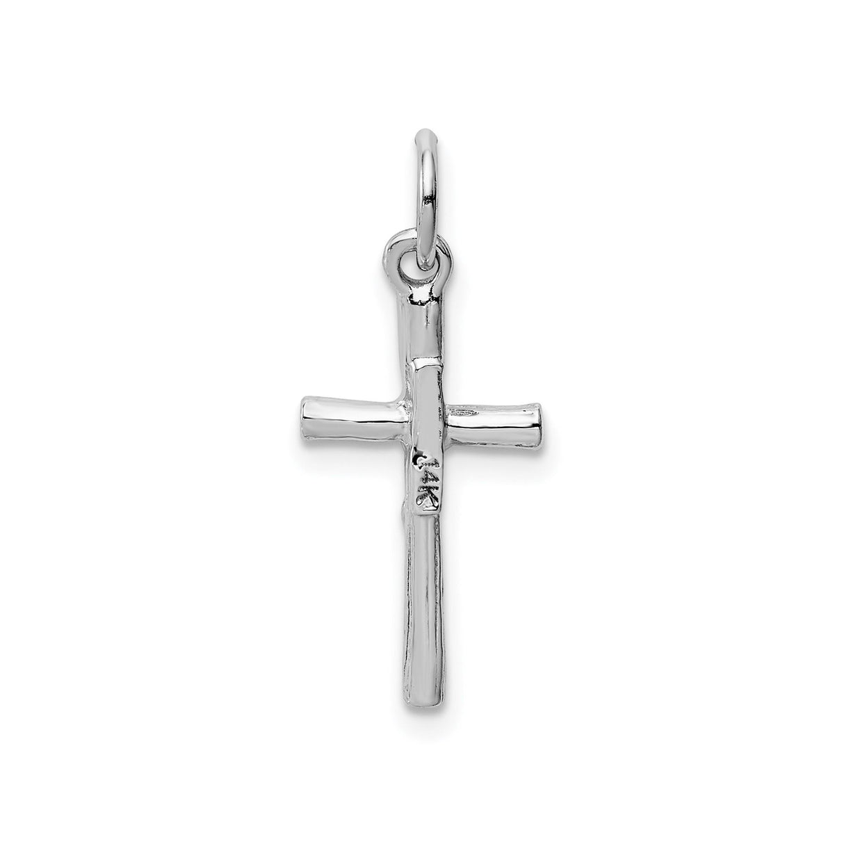 14k White Gold Crucifix Cross Pendant with Hand-Carved Latin Christian Design for Men and Women