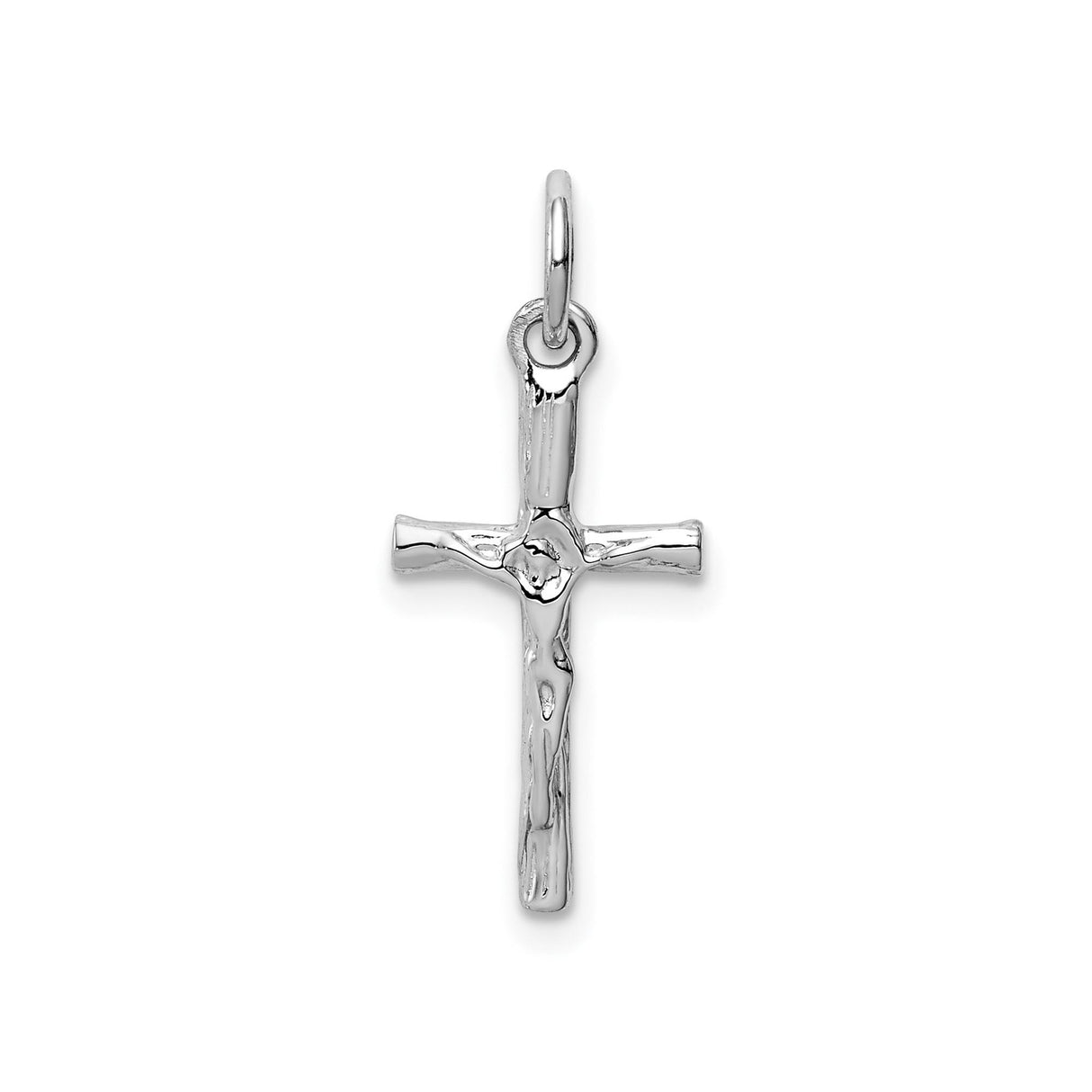 14k White Gold Crucifix Cross Pendant with Hand-Carved Latin Christian Design for Men and Women