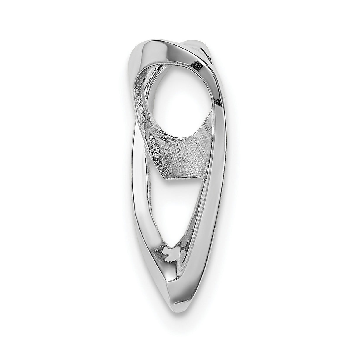 Polished Heart Chain Slide Charm Pendant in Real 14k White Gold