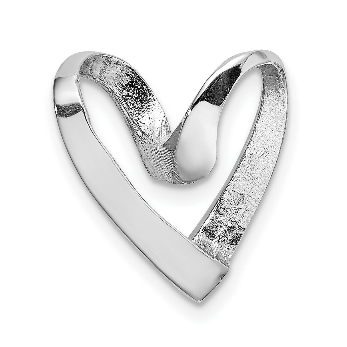 Polished Heart Chain Slide Charm Pendant in Real 14k White Gold