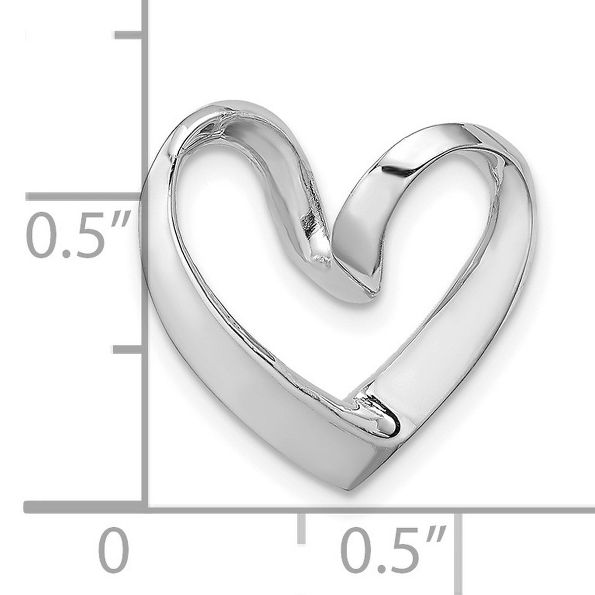 Polished Heart Chain Slide Charm Pendant in Real 14k White Gold