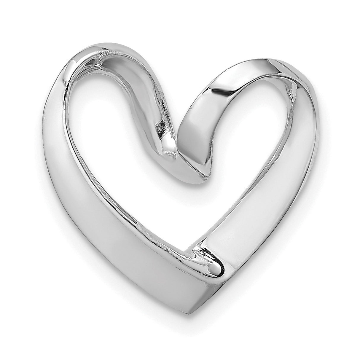 Polished Heart Chain Slide Charm Pendant in Real 14k White Gold
