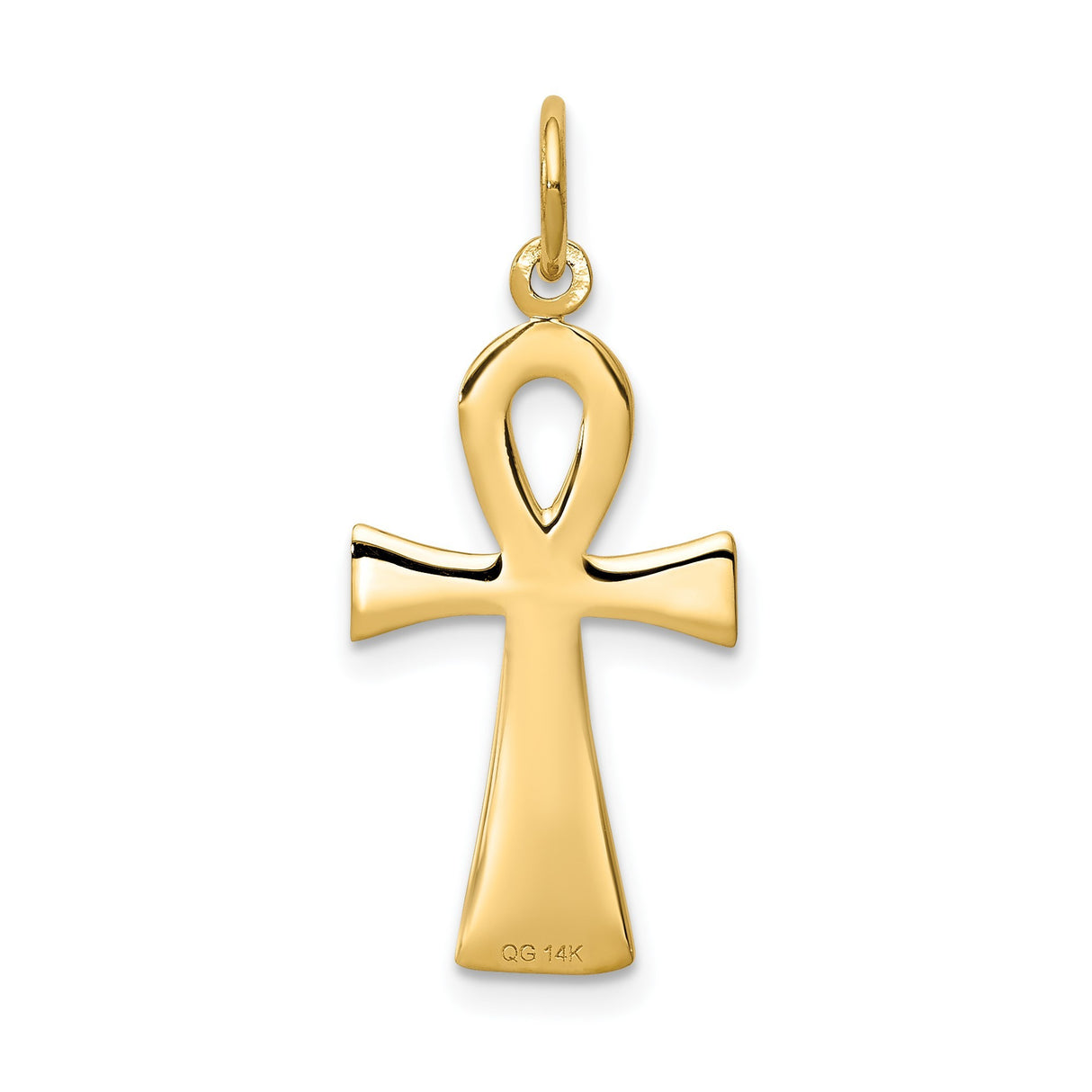 14k Yellow Gold Ankh Cross Pendant, Egyptian Symbol of Eternal Life, Polished Finish