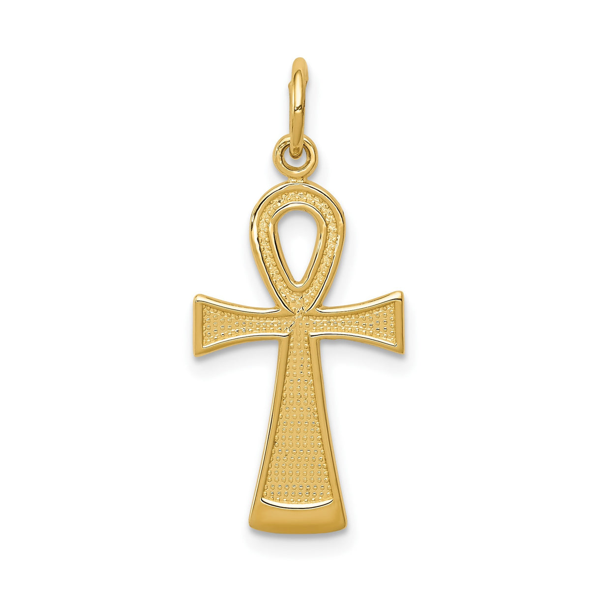 14k Yellow Gold Ankh Cross Pendant, Egyptian Symbol of Eternal Life, Polished Finish