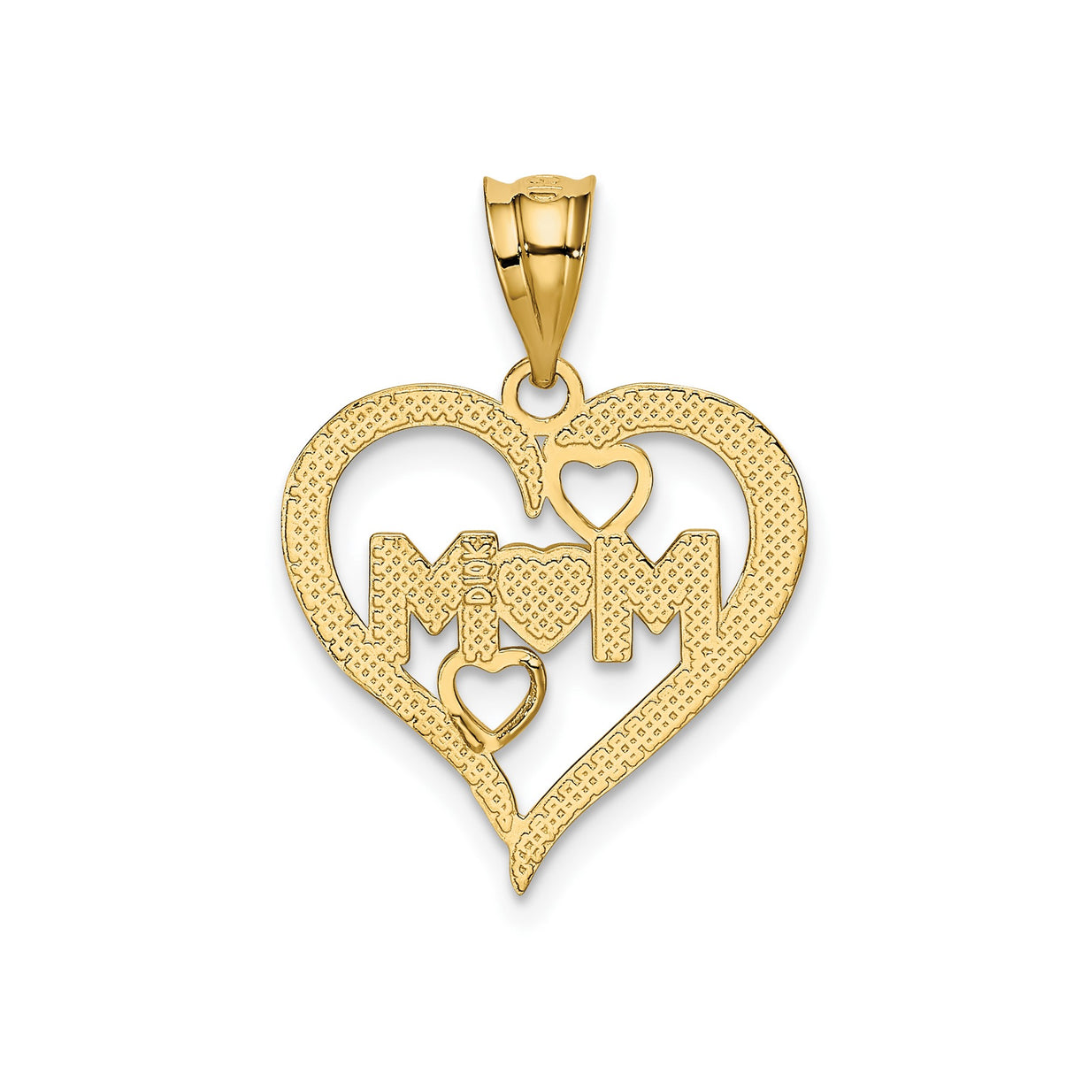14k Yellow Gold and Rhodium Mom Open Heart Pendant with White Rhodium Accents